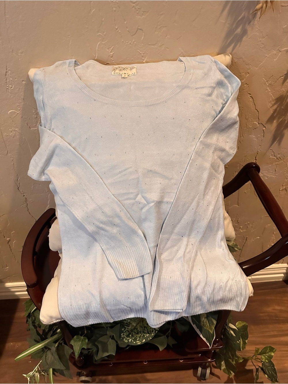 Debbie Morgan Pale Blue Crewneck Sweater